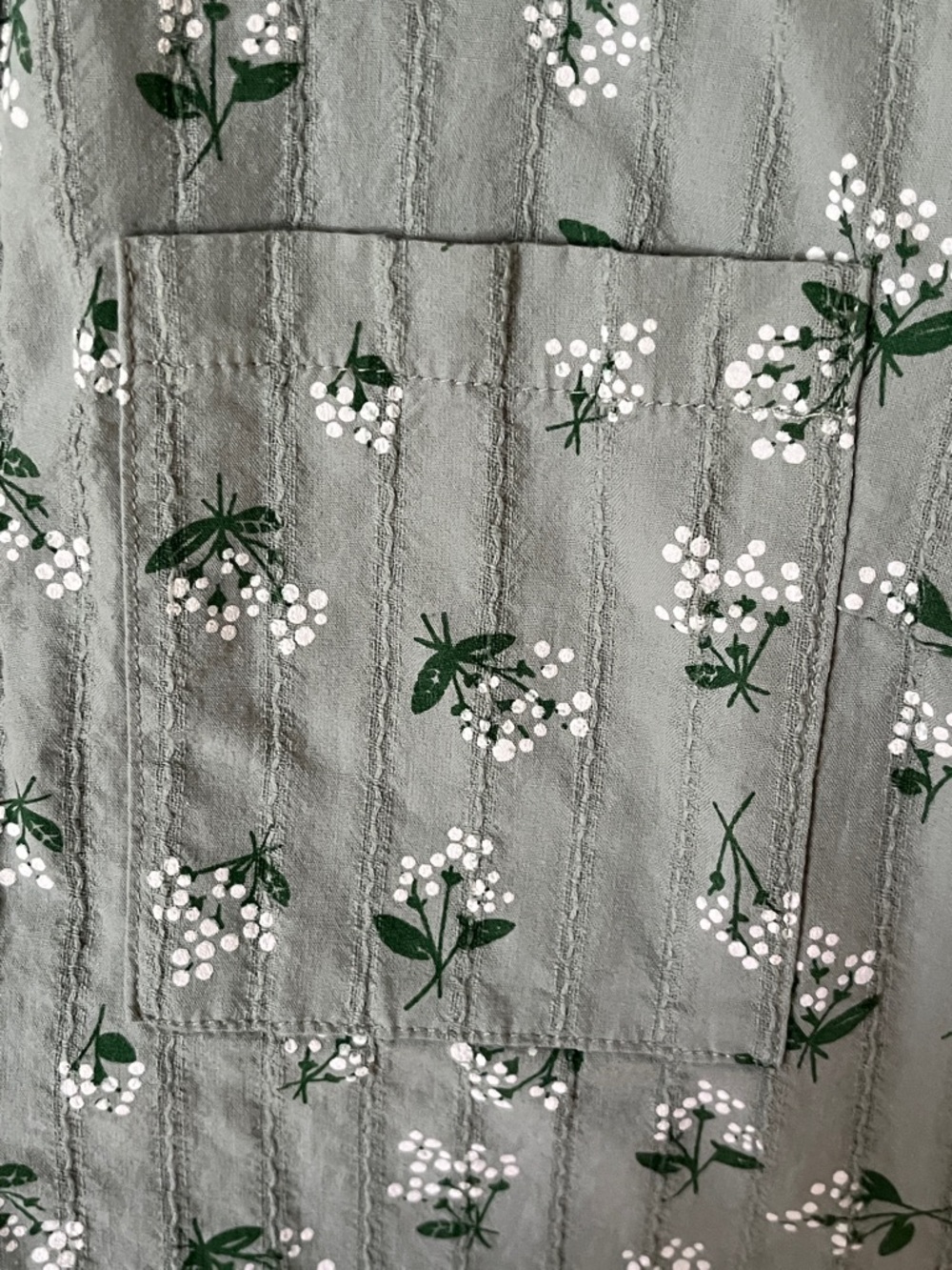 Ecowish Sage Green Floral Puff-Sleeve Button Front Blouse - Picture 10 of 16